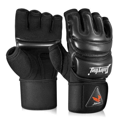 Xinluying MMA Gloves Punch Bag Training Martial Arts Sparring Grappling kickboxing Muay Thai Boxing Gloves, Thickened Knuckle Pads，Widen The Wristband，Fingerless Rub Resistance Mitts for Men Women