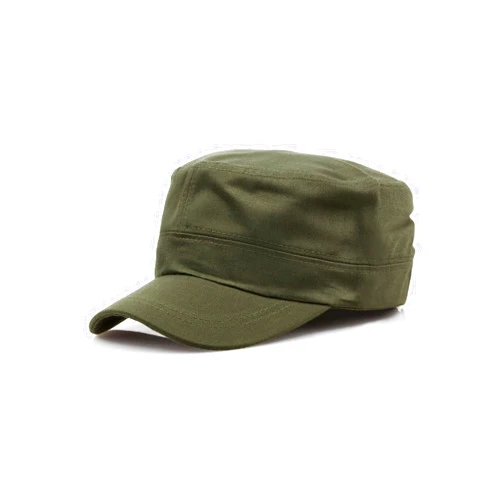 Nanwansu Washed Cotton Basic Cadet Army Cap Everyday Military Style Hat Vintage Flat Top Cap