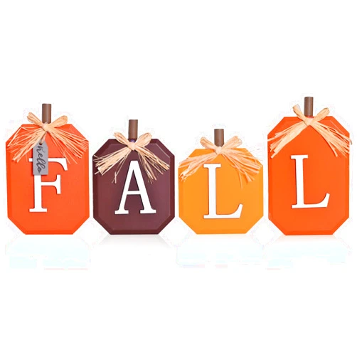 IDATOO 4 Pcs Fall Decorations, Wood Pumpkin Block Hello Fall Decor 3D Thanksgiving Tiered Tray Decorations Signs Autumn Rustic Tabletop Centerpieces for Kitchen Home Office Restaurant Store (Fall)