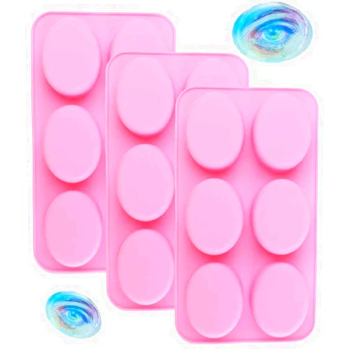 POPBLOSSOM 3 X Oval Shape Homemade Soap Mold Chocolate DIY Tray Mould Silicone Party Maker (3 Pack)