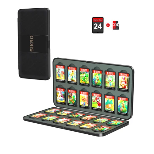 SIKROFEGEN Switch Game Holder With 24 Slots For Game Card And Micro Sd Card ,Game Card Case For Nintendo Switch/ Oled 2021/Switch Lite ,Portable Switch Cartridge Case