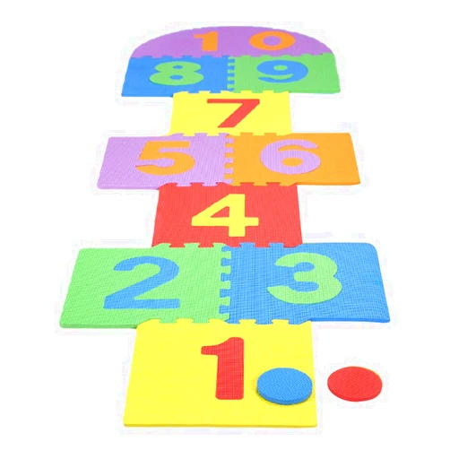 Gonetre Hopscotch M Game 32 * 32 * 12 Children Giant Hopscotch Mat Game Kids Soft EVA Foam Interlocking Tiles Indoor Outdoor Garden Family Game Toys