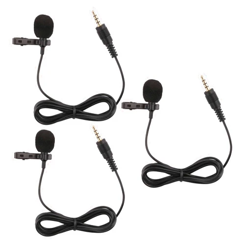 Dreokee Tiny Microphone, 59 inch Wired Lavalier Lapel Microphone, 3 Pack 3.5mm Portable Clip on Omnidirectional Mic Condenser for Recording Podcast PC Laptop Android iPhone YouTube Interview ASMR