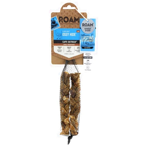 ROAM Pet Treats Ossy Hide – Ostrich Dog Chew Contains 2 Braided Hide Chews