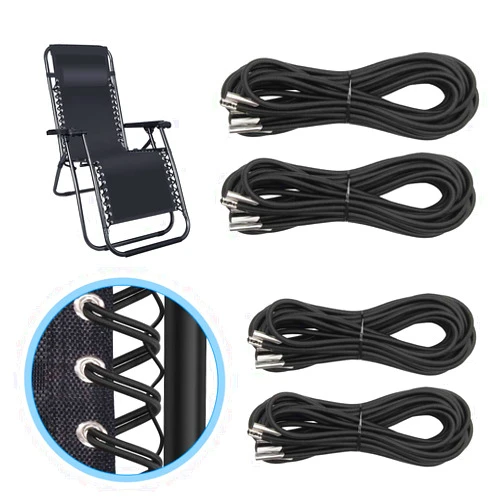 COITEK Universal Replacement Cord for Zero Gravity Chair, 4 Pack Elastic Cords Repair Tool Kit for Repairing Zero Gravity Chair, Recliners (Black)