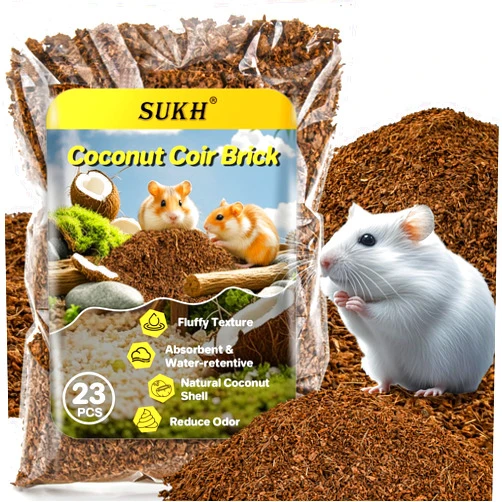 Sukh Coconut Coir Brick - 20 Pcs Hamster Bedding Cozy Pet Natural Coco/Cork Animal Litter Odor and Waste Absorbent for Syrian Hamster,Guinea Pig,Degus,Reptile Other Small Animals