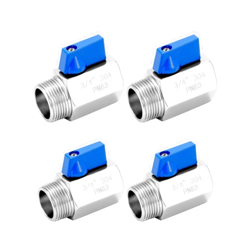 QWORK Mini Ball Valve, 4 Pack 3/4