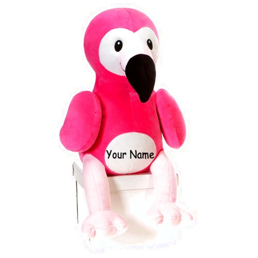 Personalized Fiesta Toys Personalized Huggy Huggables Pink Flamingo Plush Stuffed Animal Toy with Custom Name - 12 Inches