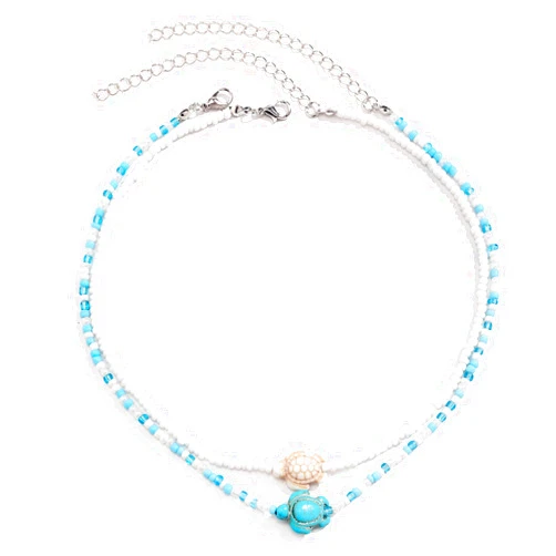 Colobublie Seashell Puka Summer Choker Necklace Boho Charm Layered Shell Turtle Starfish Conch Ocean Animal Beaded Necklace for Women Bohemian Surfer Hawaiian Beach Holiday Fashion Jewelry Gifts