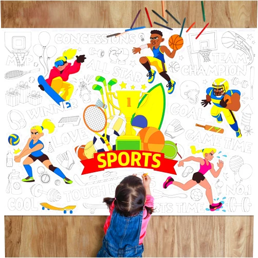 Naozinebi Sports Games Coloring Poster for Kids Olympic International Sports Coloring Poster Giant Football All-Star Games Coloring Tablecloth for Classroom Home Summer Birthday Party Supplies Go for Gold Favor