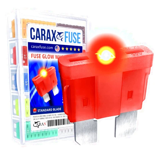 CARAX Glow Fuse – Premium Fuse Standard/Regular Blade ATC/ATO/ATS – 100 pcs. Assortment Kit – Glow When Blown LED Automotive Fuse – Smart Auto Glow Fuse Easy Identification – Mix 100 pcs.