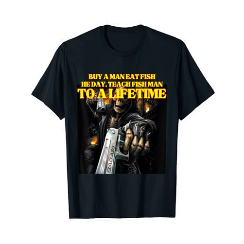 Funny Hard Skeleton Memes Buy A Man Eat Fish Wrong Funny Hard Skeleton Meme T-Shirt