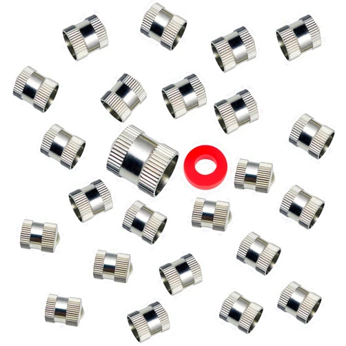 AUKISS Brass Tire Valve Caps (25 Pack) Heavy-Duty Stem Covers | Dust Proof, with O Rubber Seal | Chrome Brass | Easy Install, Leak-Proof Air Protection | Light-Weight Caps(Silver) (Round)