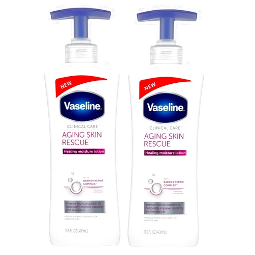 Vaseline NEW Aging Skin Rescue Hand And Body Lotion 13.5 FL OZ (400ml) - 2-PACK