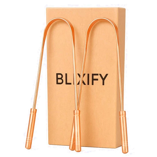 BLIXIFY Copper Tongue Scrapers Set (2 Pack) – Solid, Unplated 100% Pure Copper for Adults and Kids| Ergonomic U-shape, Low-gag Design| Reusable Tongue Cleaner| Daily Oral and Hygiene Tool