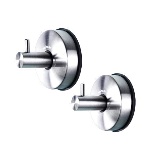 YOHOM Stainless Steel Vacuum Suction Cup Bathroom Shower Holders - Removable Towel Rack, Bathrobe and Loofah Hooks with Brushed Finish