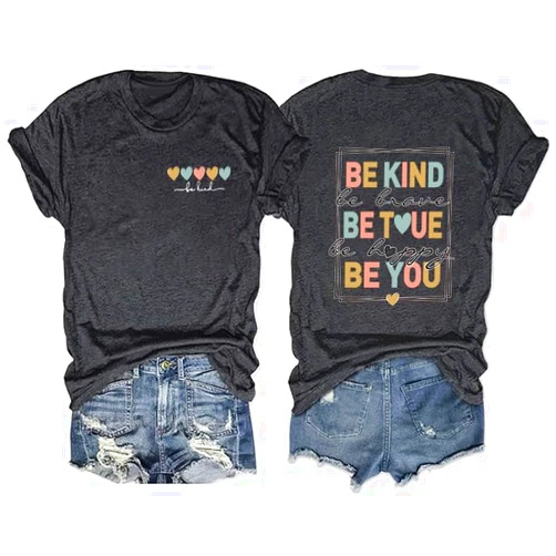 AMWIPE Be Kind Shirt for Women Teacher Kindness Positive Message Tshirt Dandelion Graphic Summer Tee Tops