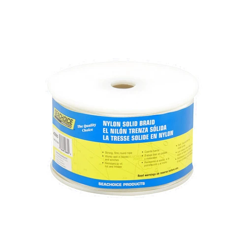 Seachoice Solid Braid Nylon Rope Spool, 1/8 in x 1000 ft. White