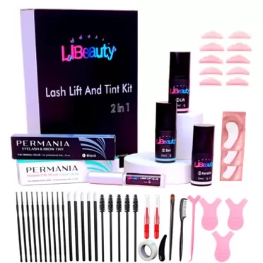 Libeauty Lash Lift And Tint, Professional Lash Lift and Tint Kit Black Eyelash Eyebrow lamination And Dye Kit at Home Lifts Lash Up & Black For 8 Weeks (Lash lift with black tint)