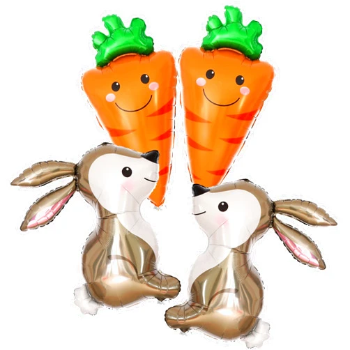 KatchOn, Huge Carrot and Bunny Easter Balloons - 32 Inch, Pack of 4 | Carrot Balloon, Bunny Balloon for Easter Decorations | Easter Mylar Balloons, Easter Party Decorations, Bunny Birthday Decorations