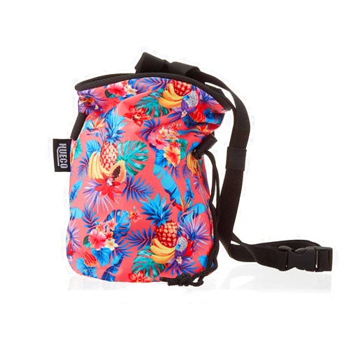 Hueco Rock Climbing Chalk Bag - External Zipper Pocket - Adjustable Belt - Essential Rock Climbing Gear and Bouldering Accessories (Tropical, M/L)