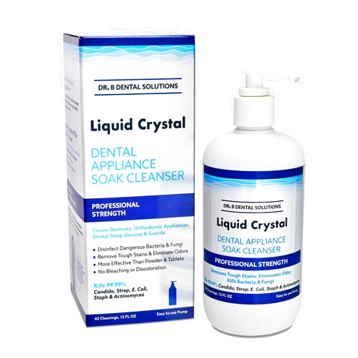 Dr. B Dental Solutions Liquid Crystal Soak Cleanser for Oral Appliances, Dentures, Night Guards, Aligners, & Other Devices