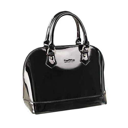 Yan Show Women's Wild Patent Leather Top Handle Purse Elegant Handbag Multi-Pocket Shoulder Bag Black