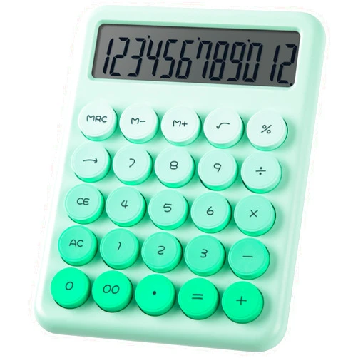 Pindda Calculator, Desk Calculators, Cute Green Calculator, 12 Digit with Large LCD Display, Basic Standard Calculator, Big Button, Aesthetic Calculator, Mechanical Calculator for Office School