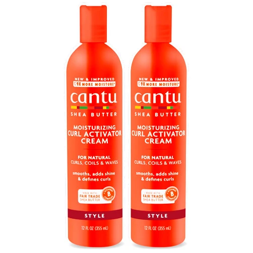 Cantu Moisturizing Curl Activator Cream for Natural Hair with Pure Shea Butter, 12 fl oz (Pack of 2) (Packaging May Vary)