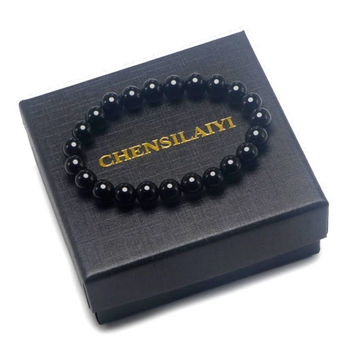 CHENSILAIYI Black Agate Bracelet - 8mm: Stylish and Elegant Jewelry for Men and Women, Boys and Girls