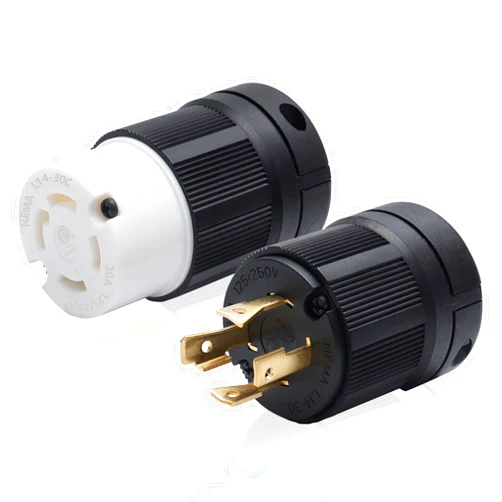 STARELO 30Amp,Locking Plug/ Connector for Generator Set,NEMA L14-30P & L14-30C,125/250V 3 Pole 4 Wire Grounding Electrical Replacement Industrial Grade UL/ETL Listed.(L14-30P&L14-30C Set)
