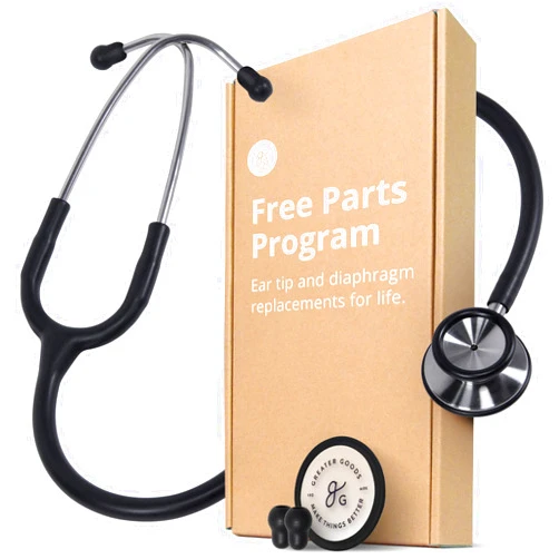 Greater Goods Dual-Head Stethoscope–Clinical Grade, Lightweight, High-Precision Sound, Ideal for Doctors, Nurses, Students, and Medical Professionals, FSA and HSA Eligible (Black and Stainless Steel)