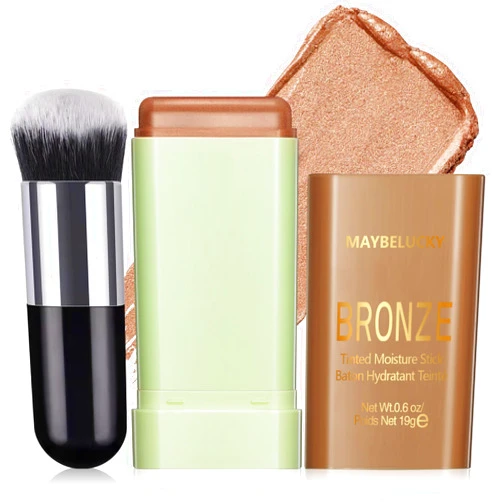 HOSAILY Cream Contour Stick for Cheeks Tint, Multi-Use Makeup Highlighter Blush Bronzer Stick, Natural Glow Solid Moisturizer Stick Blendable Illuminator On-the-Go Shimmer Cream Contour Makeup-02