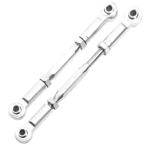Share Goo 2PCS RC Front Rear Metal Steering Servo Link 70-90mm Adjustable Turnbuckles Camber Linkage Rod Ends Compatible with Traxxas Slash 4x4 5807 Stampede HQ727 1/10 RC Car Upgraded Parts,Sliver