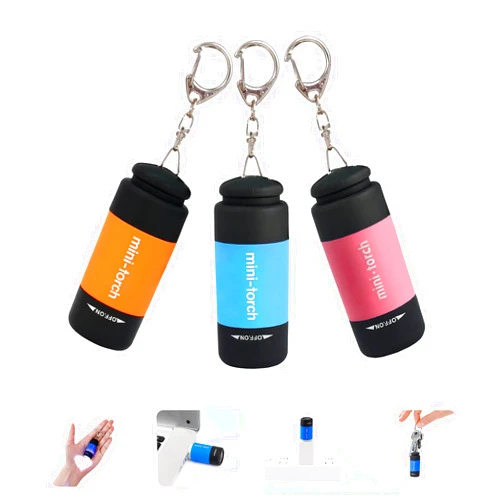 Tileon Mini Keychain Light,USB Rechargeable Keychain Flashlights 3 Pack Waterproof Small Flashlights for Emergency LED Tiny Flashlight Colorful Gift for Kids Students Family