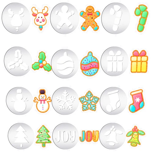 Nuenen 12 Pcs Christmas Cookie Press Set Cookie Press Discs Stainless Steel Cookie Stencils Metal Cookie Mold Disc for Baking Holiday Cakes Christmas Birthday Cake Decoration, 12 Style (Cute)