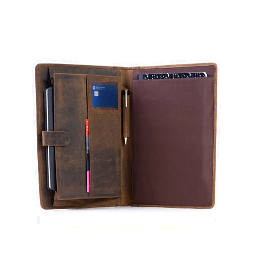 KomalC Leather Business Portfolio with Luxury Pen Business Personal Organiser Folder Full Grain Leather padfolio by KomalC (Buffalo Distressed Tan)