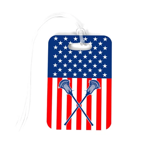ChalkTalkSPORTS Guys Lacrosse Luggage & Bag Tag | USA Lax | Custom Info on Back | Medium