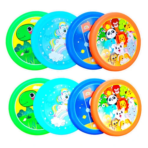 SUHEEUS 8 Pack Beach Flying disc for Kids Soft 8 inches Small Bulk Safe for School Kindergarten Multicolored Blue Green Orange