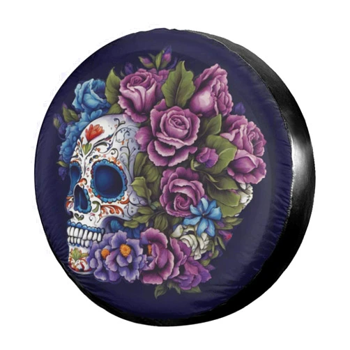Delerain Sugar Skull Spare Tire Covers Waterproof Dust-Proof Spare Wheel Cover Universal Fit for Trailer, RV, SUV, Truck and Many Vehicle (17 Inch for Diameter 31