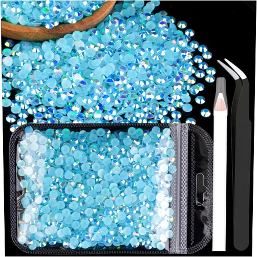 BELLEBOOST 4000pcs 4mm Resin Rhinestones Bulk, Lake Blue AB Flatback Round Jelly Rhinestones Bedazzling Non Hotfix Crystal Gems Large Quantity Wholesale for DIY Crafts Clothes Tumblers Face Makeup Manicure