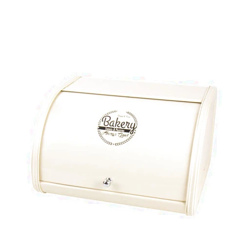 KL X458 Metal Bread Box for Kitchen Countertop - Stainless Steel Bread Box for Kitchen - Bread Storage Container - Airtight Holder for Homemade Bread, Cream Color