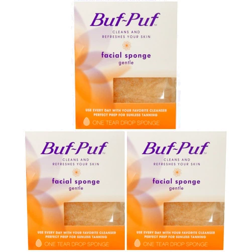 Buf-Puf Gentle Facial Sponge â€“ Face Scrubber for Dry Skin â€“ 1 Count (Pack of 3)