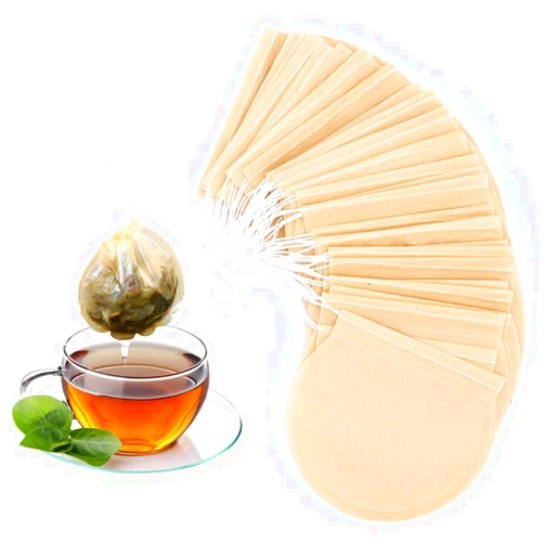 Staruby 100Pcs Disposable Tea Filter Bags 2.65 x 2.95 Inches Natural Tea Infuser Unbleached Material Drawstring Round Tea Bag Empty Tes Bags for Loose Leaf Tea