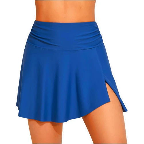 beautyin Women's High Waisted Ruched Swim Skirt Split Tummy Control Tankini Swimsuit Bathing Suit Bottoms with Pocket