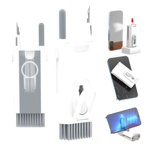Daofer Cleaning Kit Keyboard Cleaner Tool: 8 in 1 Multifunctional Screen Dust Spray Clean Tools with Brush for Airpod iPhone Earphone iPad Computer Cell Phone Laptop PC Monitor