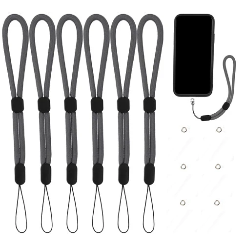Cobee Hand Wrist Strap Lanyard with Tether Patch, 6 Pcs Adjustable Nylon Wrist Straps with 6 Pcs Transparent Phone Pads