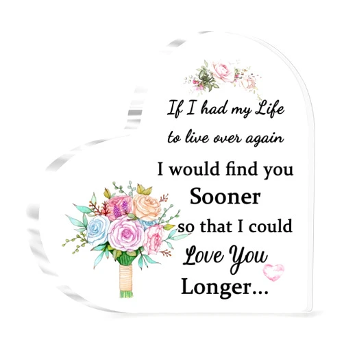 HZBLAZ Acrylic Plaques Couples Gifts Wife Girlfriend Valentine's Day Present Birthday Engagement Heart Sign Romantic Love Soulmate Home Decorations Wedding Anniversary Women Christmas Souvenirs
