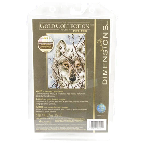 Dimensions 70-65131 Gold Petite Wolf Counted Cross Stitch Kit-5X7 18 Count18