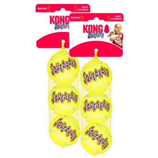 Kong Air Squeaker Tennis Balls for Dogs - Medium Size - Two Packs of 3